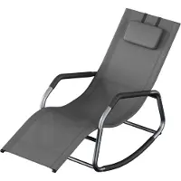 Songmics - Ligbed - Ligstoel - Verstelbare Hoofdsteun - Stalen Frame - Zijvak - Voor Tuin