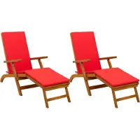 vidaXL Ligstoel die kan leunen en vouwen 2 pcs Rood 55 x 146 x 91 cm