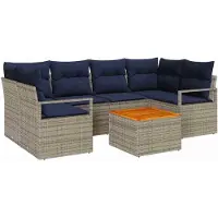vidaXL Tuinbank Set 7 st Grijs poly rattan