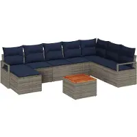 vidaXL Tuinbank Set 9 st Grijs poly rattan