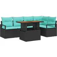 vidaXL Tuinbank Set 6 st 5-Aantal zitplaatsen Zwart en Teal