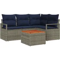 vidaXL Tuinbank Set 5 st Grijs poly rattan