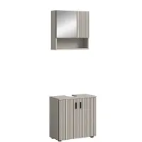 Furnilux Badcombinatie kasjmier met spiegelkast compacte 2-delige set voor kleine