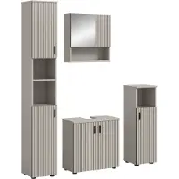 Furnilux Badcombinatie kasjmier look 4-delige set met spiegelkast en wastafel