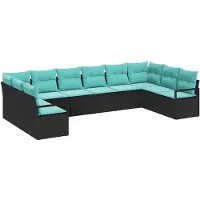 vidaXL Bankstel 10 st Zwart poly rattan