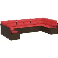 vidaXL Bankstel 10 st Bruin poly rattan