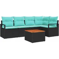 vidaXL Tuinbank Set 6 st Zwart poly rattan