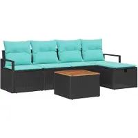 vidaXL Tuinbank Set 6 st Zwart poly rattan