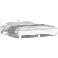 vidaXL Bedframe met LED-stripverlichting Wit 193 x 203 cm Bewerkt hout