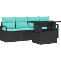 vidaXL Tuinbank Set 5 st 4-Aantal zitplaatsen Zwart poly rattan