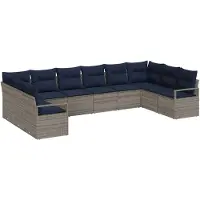 vidaXL Bankstel 10 st Grijs poly rattan