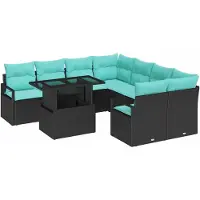 vidaXL Tuinbank Set 9 st 8-Aantal zitplaatsen Zwart en Blauw
