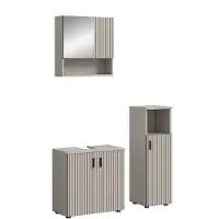 Furnilux Badcombinatie set kasjmier 3-delige badkamer meubels spiegelkast en wastafel