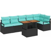 vidaXL Tuinbank Set 7 st 6-Aantal zitplaatsen Zwart en Teal