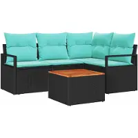 vidaXL Tuinbank Set 5 st Zwart poly rattan