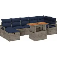 vidaXL Tuinbank Set 8 st Grijs poly rattan