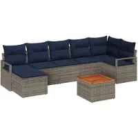 vidaXL Tuinbank Set 8 st Grijs poly rattan