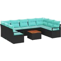 vidaXL Tuinbank Set 10 st Zwart poly rattan