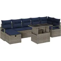 vidaXL Tuinbank Set 8 st poly rattan