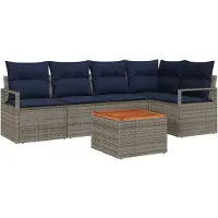 vidaXL Tuinbank Set 6 st Grijs poly rattan