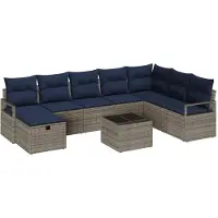 vidaXL Bankstel 9 st Grijs poly rattan