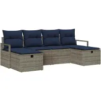 vidaXL Bankstel 6 st 6-Aantal zitplaatsen Grijs en Marineblauw