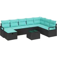 vidaXL Bankstel 9 st Zwart poly rattan