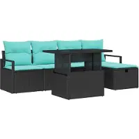 vidaXL Tuinbank Set 6 st Zwart poly rattan