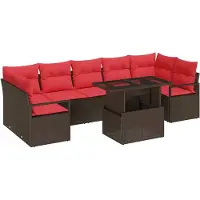 vidaXL Tuinbank Set 8 st 7-Aantal zitplaatsen Bruin en Rood