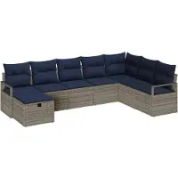 vidaXL Bankstel 8 st Grijs poly rattan