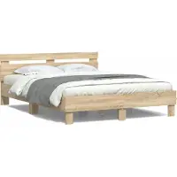 vidaXL Bedframe met hoofdeinde Sonoma 152 x 203 cm Bewerkt hout