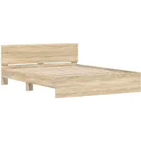 vidaXL Bedframe Wandgemonteerd Sonoma 152 x 203 cm Bewerkt hout