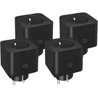 LEDVION - 4x Slimme Stekker WiFi - Smart Plug - 16A - Energiemeter - Werkt met Alexa, Google Home & Siri - Zwart
