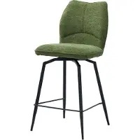Meublorama Swivel Counter Chair CROFT - Groene stof - Zwarte metalen poten - Hoogte 103 cm - Design / Industriële stijl