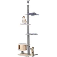 Northix Kartonnen krabpalen voor katten met een hangmat en plateaus, tot aan het plafond, verstelbaar