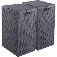 Curver Kaya Wasmand met deksel - 60L - 2 stuks - 38x29x58,5 cm - Antraciet