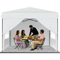 ACXIN Pop-up paviljoen, 3x3 meter, snelle opbouw met één druk op de knop, inklapbare feest- en tuintent, waterdicht en met UV-bescherming, inclusief 4 zijwanden, met draagtas – Wit