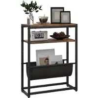 HOMCOM bijzettafel met 3 niveaus en stoffen vak - Banktafel - Bijzettafeltje - Opbergtafel - Bruin