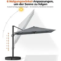 Laura Zweefparasol 300x300 cm Vierkant – 360° Draaibaar, Kantelbaar, Inclusief Zandvoet (118 kg), UV50+ Waterdicht, Aluminium Frame, Grote Terrasparasol voor Tuin & Balkon –