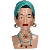 Kersten Buste Vaas Lady Necklace – Kleurrijk Borstbeeld Vrouw – 29 cm Hoog – Polyresin Woondecoratie – Multi-color – Bohemien Eyecatcher
