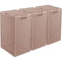 Curver Kaya Wasmand met deksel - 60L - 3 stuks - 38x29x58,5 cm - Warm Taupe