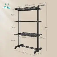 Songmics LLR703BZ02 - Étendoir à linge mobile à 4 niveaux - pliable avec roulettes - grande capacité intérieur extérieur