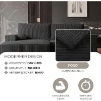 Laura Hoekbank met Slaapfunctie 255 x 148 x 70 cm – Slaapbank met Bedlade en Opbergruimte – 3-Zits Rechts – Comfortabele L-vormige Bank met DL-Systeem – Stof Poso –
