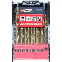 AWTOOLS - Metaalboorset - HSS-TiN - 19 stuks - 1-10 mm