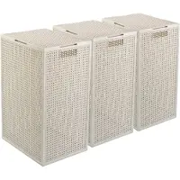 Curver Kaya Wasmand met deksel - 60L - 3 stuks - 38x29x58,5 cm - Wit