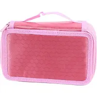 Gistuch Etui met 72 vakken, kleurrijke houder, organizer, handzaam, lichtgewicht etui voor pennen en schrijfmateriaal, roze, 4-laags