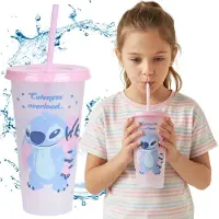 Sarcia.eu DISNEY Stitch Beker voor koude dranken met rietje en deksel, drinkbeker, reisbeker 700ml