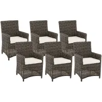 CLP 6-delige tuinstoelenset Fontana - polyrattan stoelen met hoge rugleuning en zitkussens grijs gevlekt