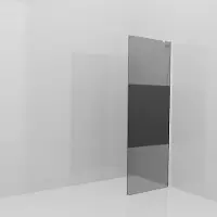 Balmani Modular inloopdouche: 80 x 200 cm, Rookglas met matte strook, Hoogglans chroom profielen met L-Shape