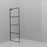 Balmani Modular inloopdouche: 80 x 200 cm, Lined met coating, Mat zwarte profielen met L-Shape